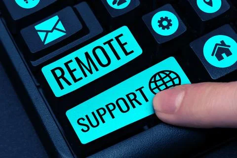 Conceptual display Remote Support. Word for help end-users to solve computer Stock Photos