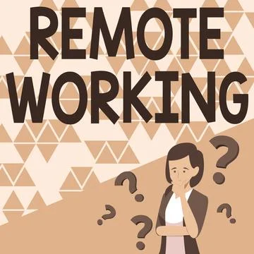 Conceptual display Remote Working. Business concept style that allows Stock Illustration