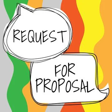 Conceptual display Request For Proposal. Business concept document contains Stock Illustration
