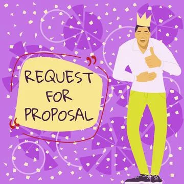 Conceptual display Request For Proposal. Business concept document contains Stock Illustration