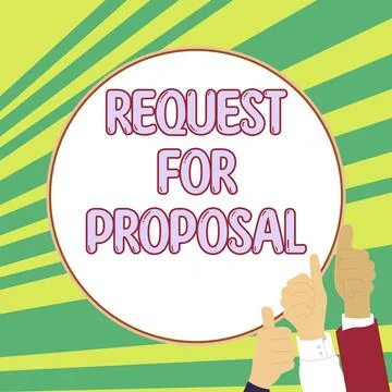 Conceptual display Request For Proposal. Business concept document contains Stock Illustration