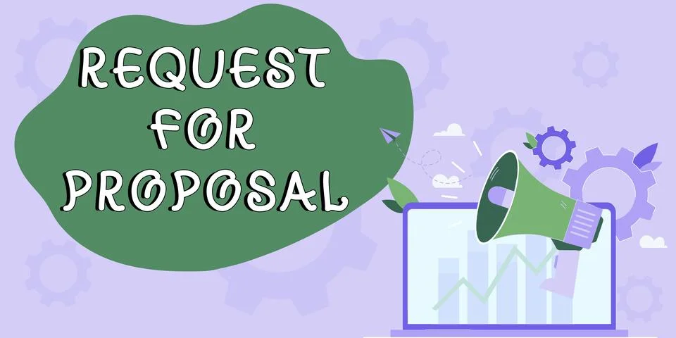 Conceptual display Request For Proposal. Word for document contains bidding Stock Illustration