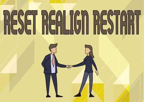 Conceptual display Reset Realign Restart. Business concept Life audit will help Stock-Illustration