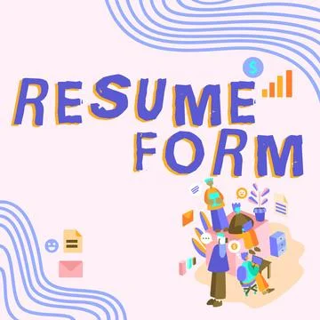 Conceptual display Resume Form. Internet Concept describe the layout elements 스톡 일러스트