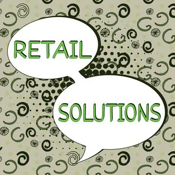 Conceptual display Retail Solutions. Internet Concept list of items you need to Stock Illustration