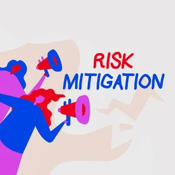 Conceptual display Risk Mitigation. Word for strategy to prepare for and lessen Illustrazione stock