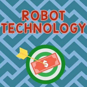Conceptual display Robot Technology. Word for develop machines that can Stock Illustration