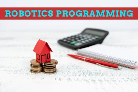 Conceptual display Robotics Programming. Business idea software that used to Foto stock