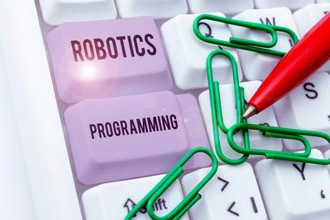 Conceptual display Robotics Programming. Concept meaning software that used to Stock Photos