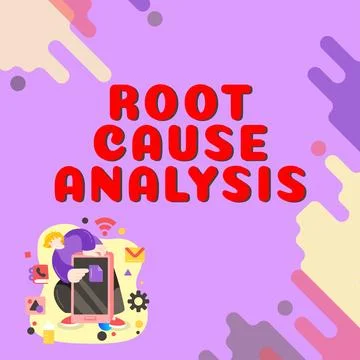 Conceptual display Root Cause Analysis. Word for Method of Problem Solving Stock Illustration