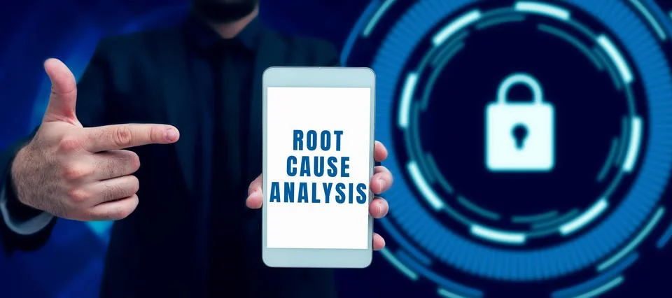 Conceptual display Root Cause Analysis. Word for Method of Problem Solving Stock Photos