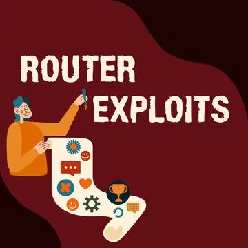 Conceptual display Router Exploits. Concept meaning takes advantage of a Stock Illustration