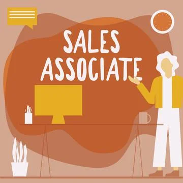 Conceptual display Sales Associate. Conceptual photo primary task is selling the Stock Illustration