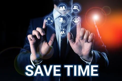 Conceptual display Save Time. Conceptual photo to do something more efficiently Foto stock