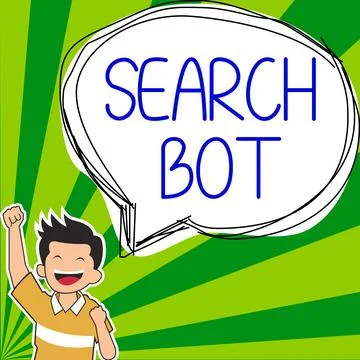 Conceptual display Search Bot. Concept meaning a program that runs automated Illustrazione stock