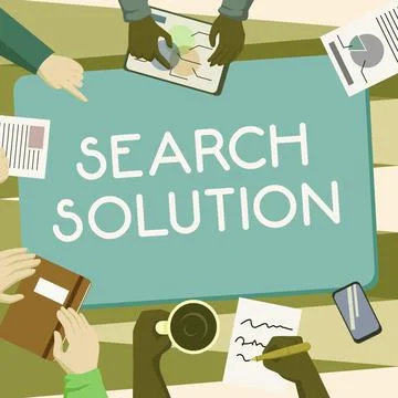 Conceptual display Search Solution. Business approach an action or process of Stock Illustration
