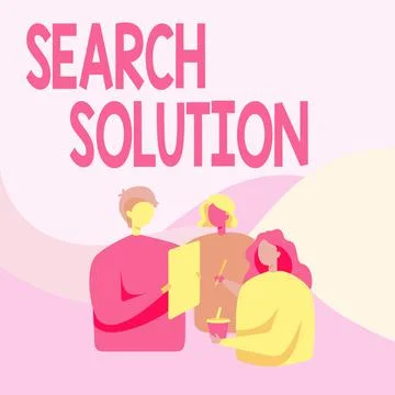 Conceptual display Search Solution. Concept meaning an action or process of Stock Illustration