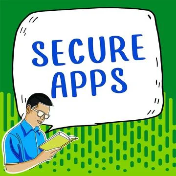 Conceptual display Secure Apps. Business concept protect the device and its data Stock Illustration