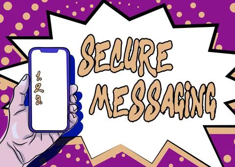 Conceptual display Secure Messaging. Conceptual photo protect critical data when 스톡 일러스트