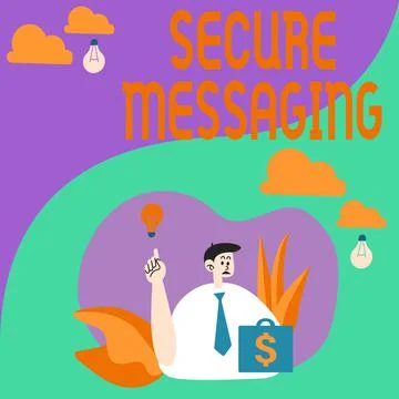 Conceptual display Secure Messaging. Word for protect critical data when sent Stock Illustration