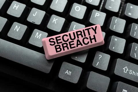 Conceptual display Security Breach. Concept meaning unauthorized access of data Stock Photos