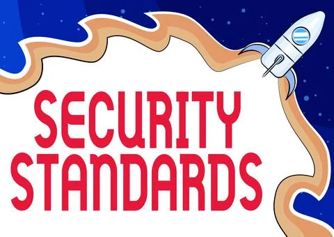 Conceptual display Security Standards. Word Written on the scope of security Stock Illustration