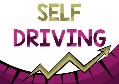 Conceptual display Self Driving. Concept meaning Autonomous vehicle Ability to Illustrazione stock