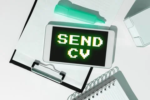 Conceptual display Send Cv. Internet Concept Give resume curriculum vitae for Foto stock