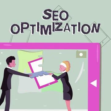 Conceptual display Seo Optimization. Business approach process of affecting Stock Illustration