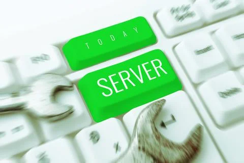 Conceptual display Server. Business idea computer program which manages access Stock Photos