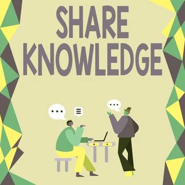 Conceptual display Share Knowledge. Concept meaning teaching others what I Stock Illustration