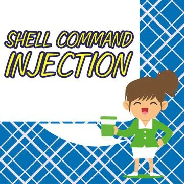 Conceptual display Shell Command Injection. Conceptual photo used by hackers to Illustrazione stock