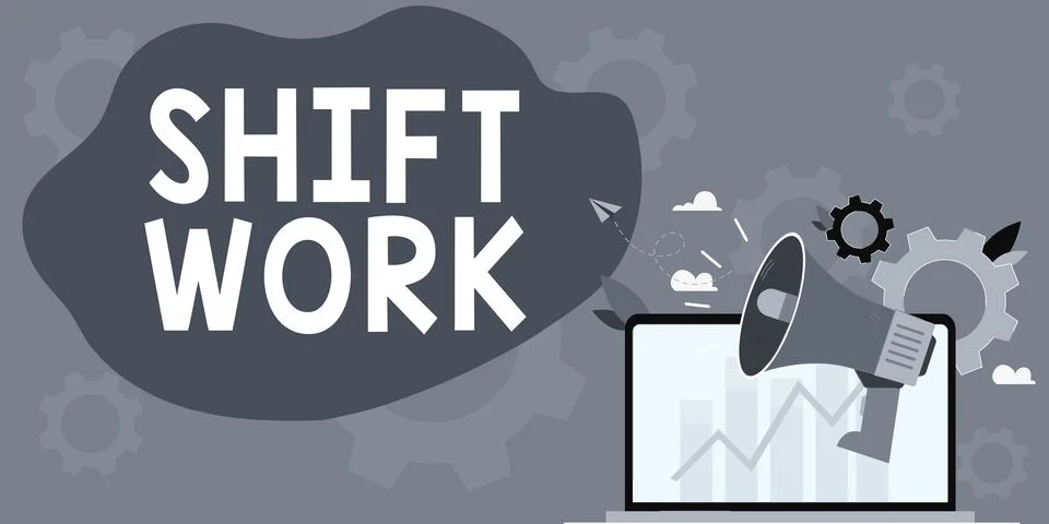 Conceptual display Shift Work. Business concept work comprising periods in which Stock Illustration