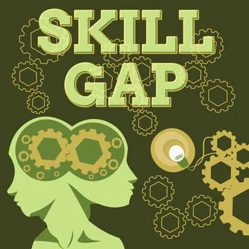 Conceptual display Skill Gap. Business overview Refering to a person s is Stock Illustration