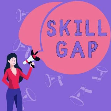 Conceptual display Skill Gap. Business overview Refering to a person's weakness Stock Illustration