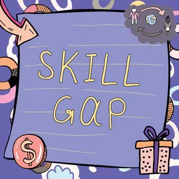Conceptual display Skill Gap. Internet Concept Refering to a person's weakness Stock Illustration