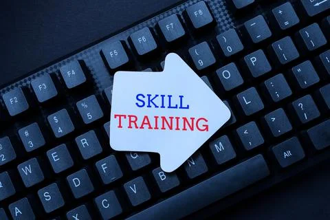 Conceptual display Skill Training. Word for designed to gain and enhance the Stock Photos