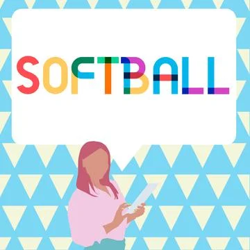 Conceptual display Softball. Internet Concept a sport similar to baseball played Stock Illustration