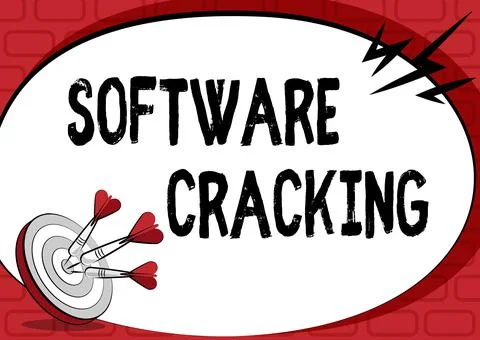 Conceptual display Software Cracking. Business idea modification of software to Stock Illustration