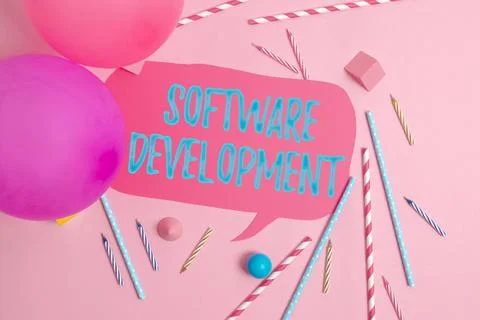 Conceptual display Software Development. Conceptual photo software is created Fotos de archivo