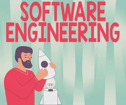 Conceptual display Software Engineering. Business showcase Program Development Stock Illustration