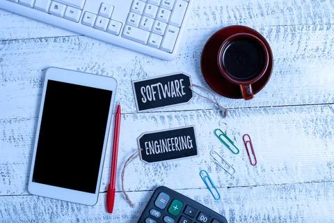 Conceptual display Software Engineering. Internet Concept Program Development in 库存照片