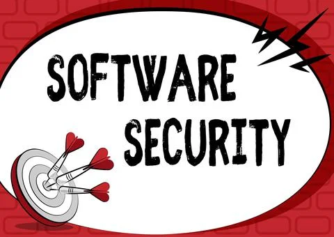 Conceptual display Software Security. Business overview implemented to protect 스톡 일러스트