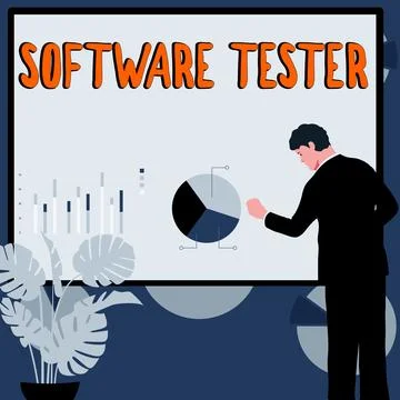 Conceptual display Software Tester. Concept meaning implemented to protect イラスト素材