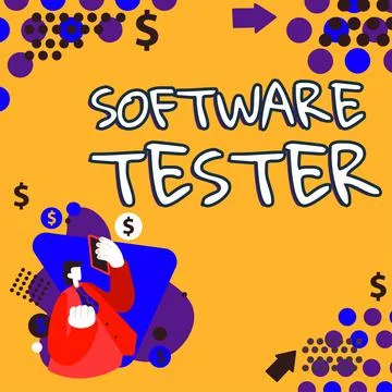 Conceptual display Software Tester. Conceptual photo implemented to protect イラスト素材