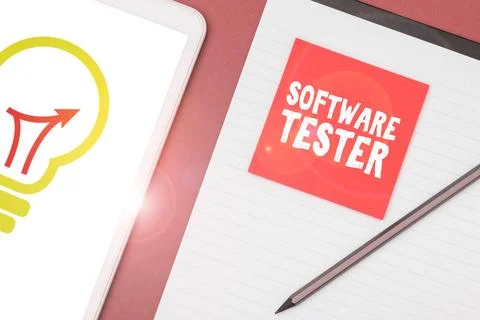 Conceptual display Software Tester. Word for implemented to protect software Stock Photos