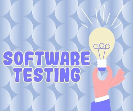 Conceptual display Software Testing. Business idea activity to check whether the Stock Illustration