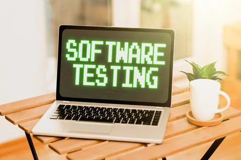 Conceptual display Software Testing. Business concept evaluate the functionality Stockfoto's