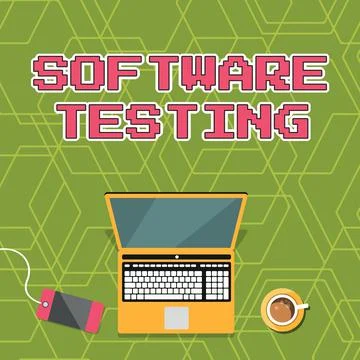 Conceptual display Software Testing. Internet Concept investigation provide Stock Illustration