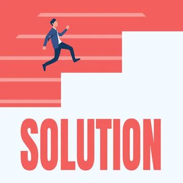 Conceptual display Solution. Business overview a means of solving a problem or Stock Illustration